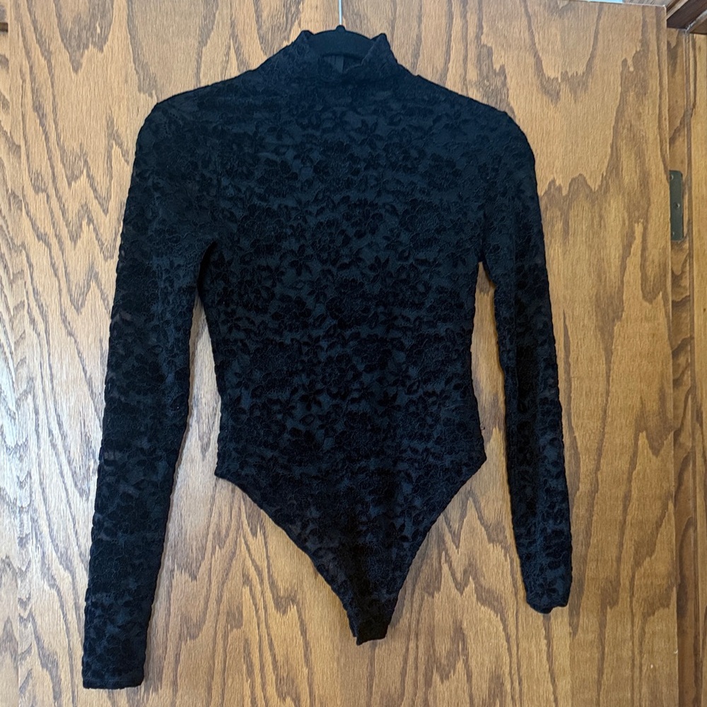 Steve Madden Black Velvet Burnout Bodysuit